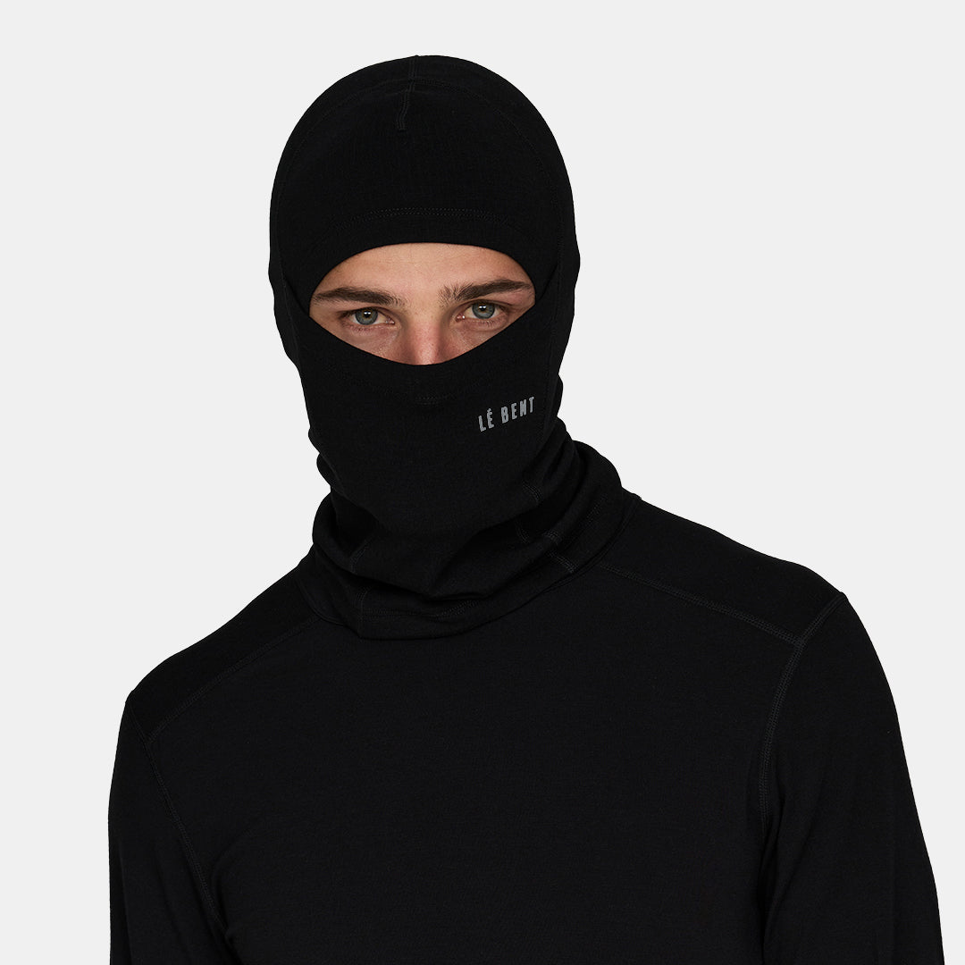 Heavyweight Grid Fleece Merino Balaclava – Black