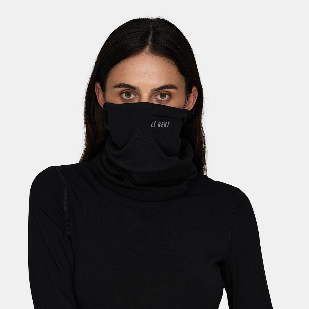 Double Up Heavyweight Merino Grid Fleece Neck Gaiter – Black