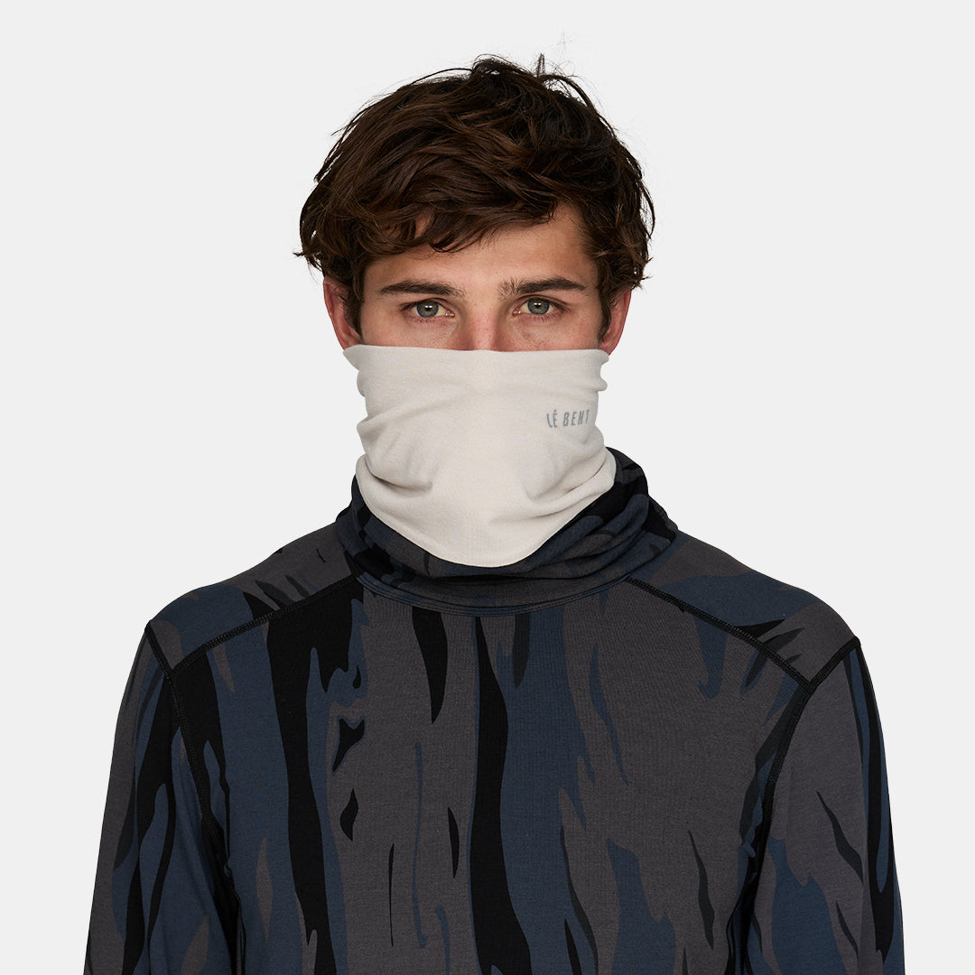 Double Up Heavyweight Merino Grid Fleece Neck Gaiter – Ombre Snow Gum