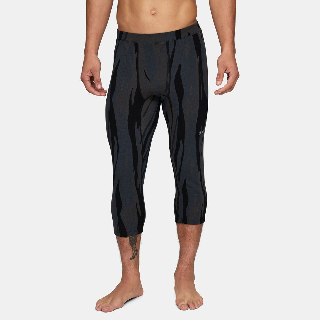 Mens Merino Heavyweight Grid Fleece 3/4 Base Layer Bottom
