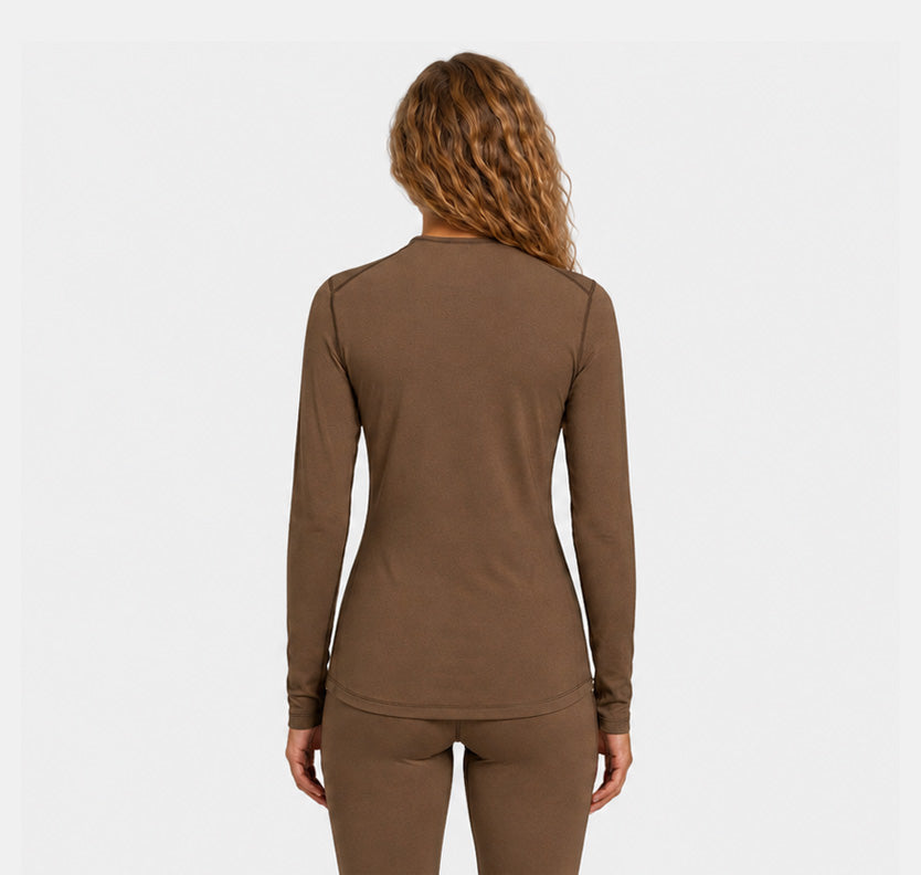Womens Merino Heavyweight Grid Fleece Base Layer Crew