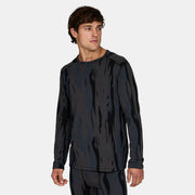 Mens Merino Heavyweight Grid Fleece Base Layer Crew – Ombre Snow Gum