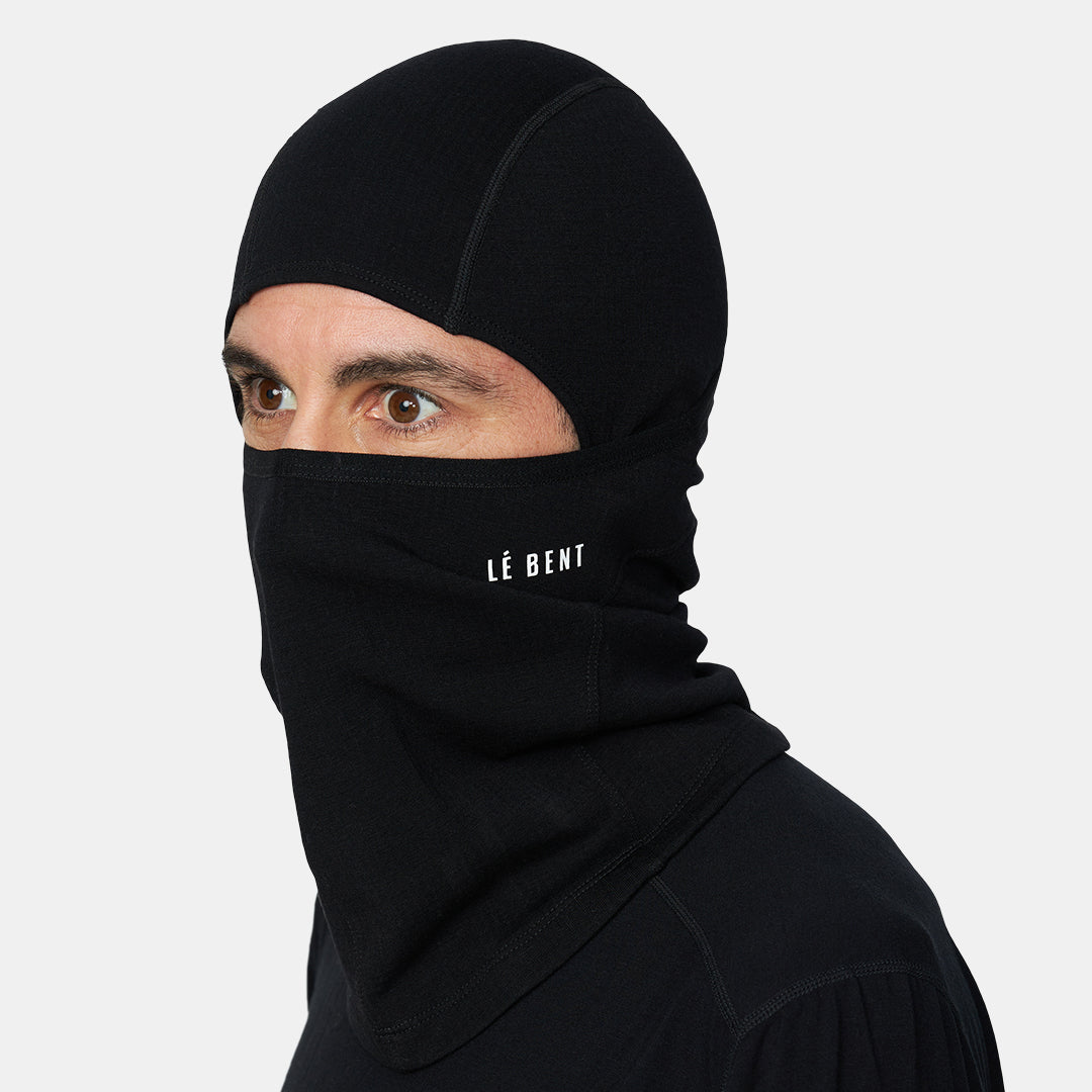 Heavyweight Grid Fleece Merino Balaclava – Black