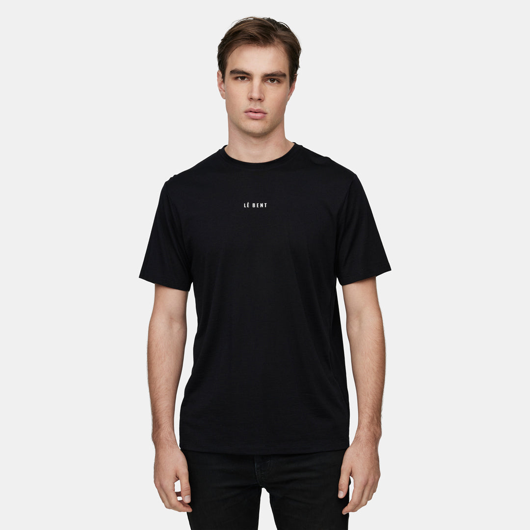 Mens Merino Ultralight Logo SS Tee – Black