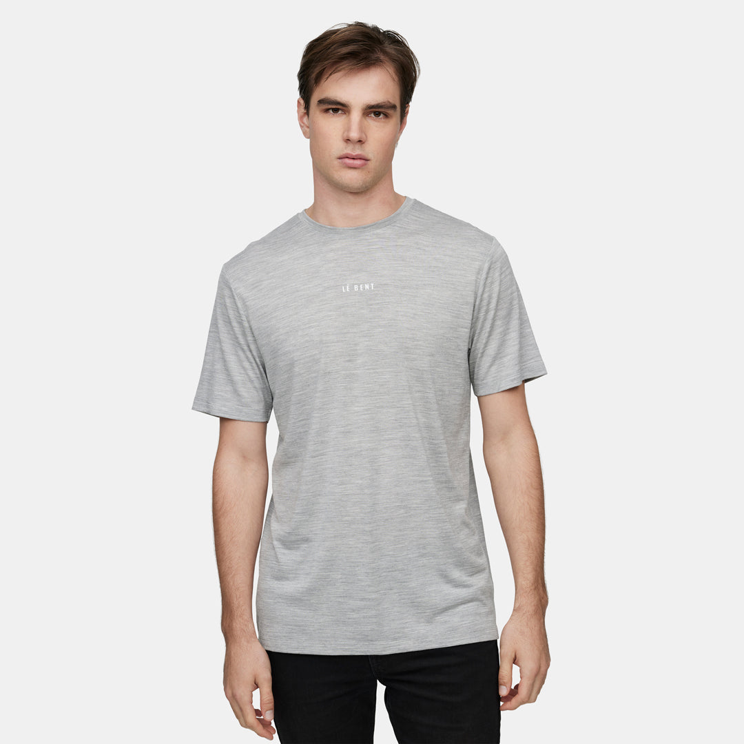 Mens Merino Ultralight Logo SS Tee – Heather Grey